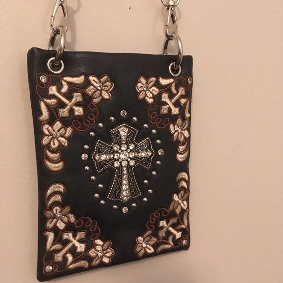 SS Country Diamond Cross Brown leather small bag - Picture 3 of 16